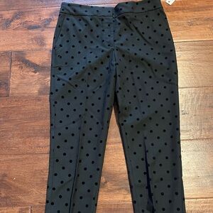 TALBOTS NWT 6p HAMPSHIRE ANKLE BLACK DRESS PANTS. VELVET POLKA DOTS